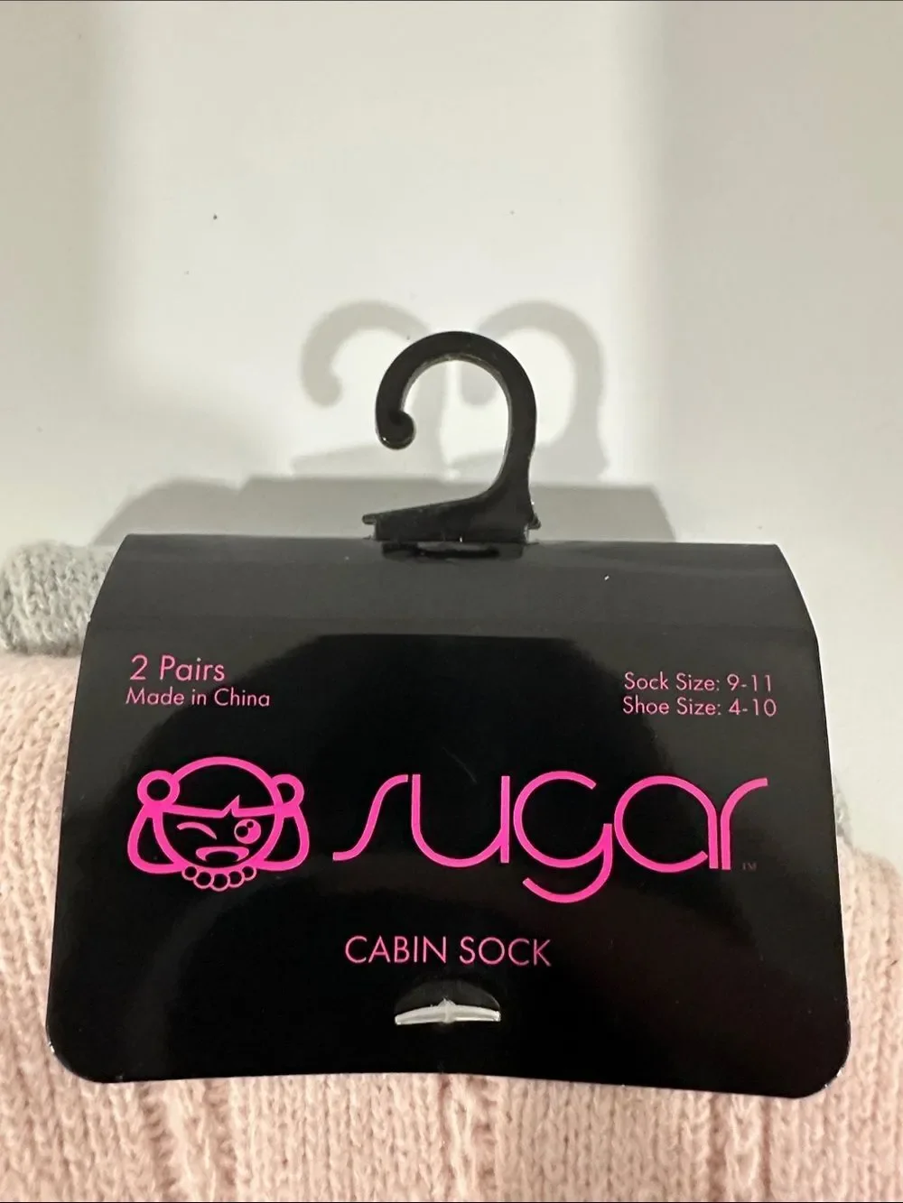 sugar Ladies Blush Pink Silver Gray Knit Super Soft Cabin Socks 2 pairs